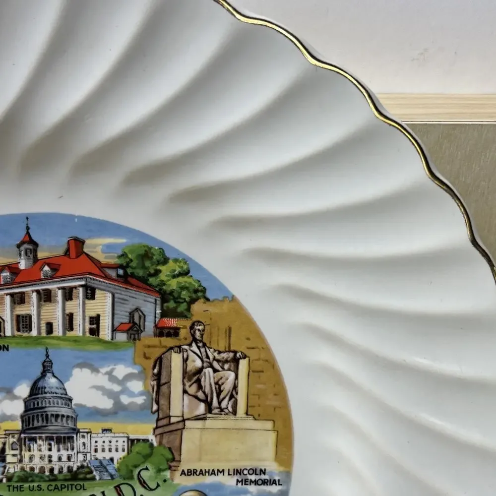 Washington DC Souvenir Plate, Vintage MidCentury US Capitol Collectible Souvenir
